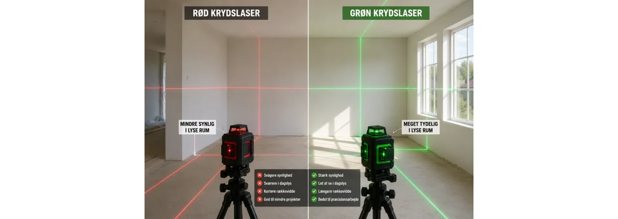 Gr�n eller r�d krydslaser � hvad er bedst?