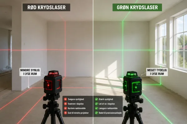 Gr�n eller r�d krydslaser � hvad er bedst?