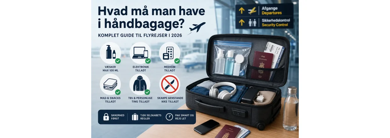 Hvad m� man have i h�ndbagage? Komplet guide til flyrejser i 2026