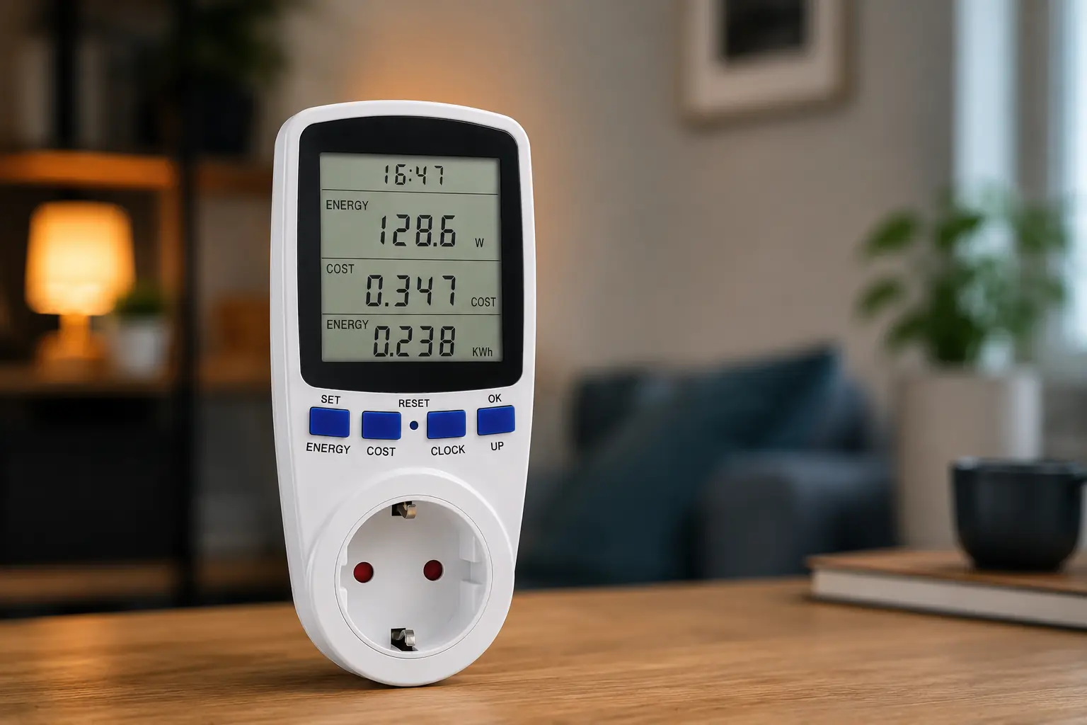 Energiforbrugsmåler anvendt til at analysere strømforbrug i hjemmet.