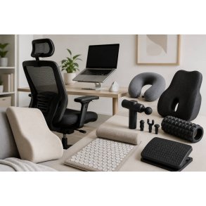 Ergonomiske produkter til komfort og velv�re i hverdagen med st�tte til ryg, nakke, hjemmekontor og afslapning