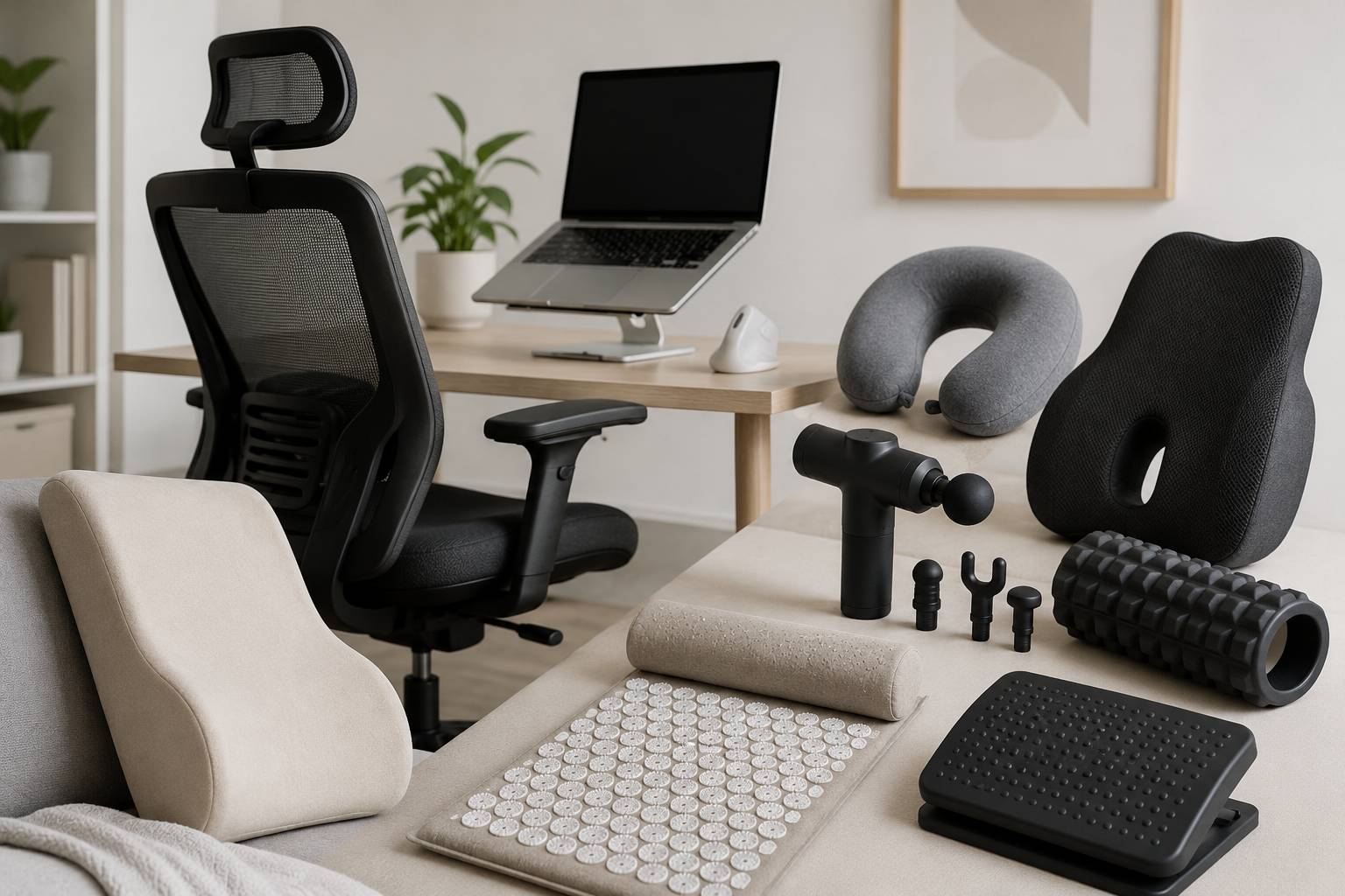 Ergonomiske produkter til komfort og velv�re i hverdagen med st�tte til ryg, nakke, hjemmekontor og afslapning