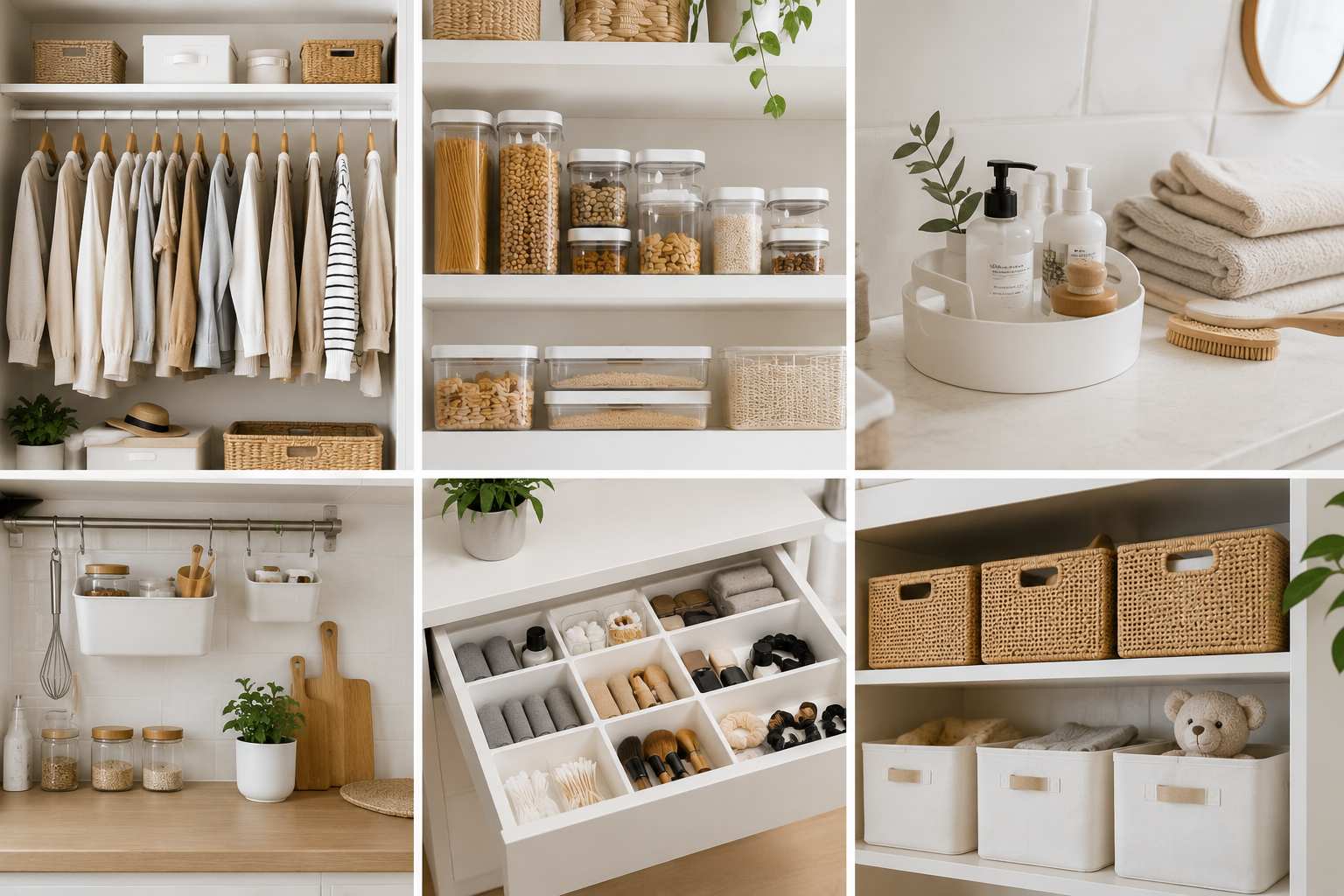 Organiseret hjem med smarte l�sninger til opbevaring og organisering i garderobe, k�kken og badev�relse