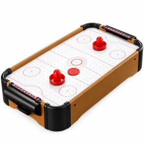 Airhockey bord i kompakt mini bordmodel med to r�de slagpinde og puck