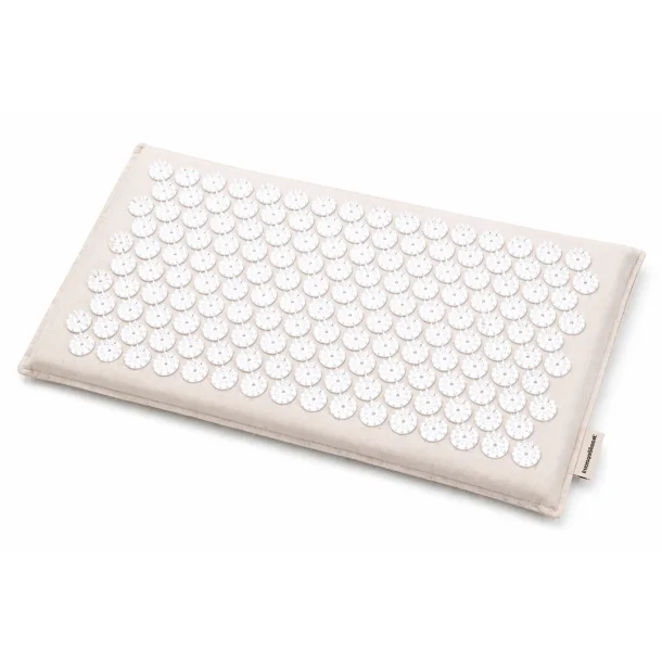 Akupressur pigm�tte til smertelindring vist p� hvid baggrund med trykpunkter til ryg og nakke