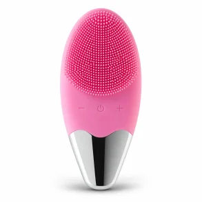 Ansigtsb�rste i silikone med sonisk rens p� hvid baggrund med naturlig skygge