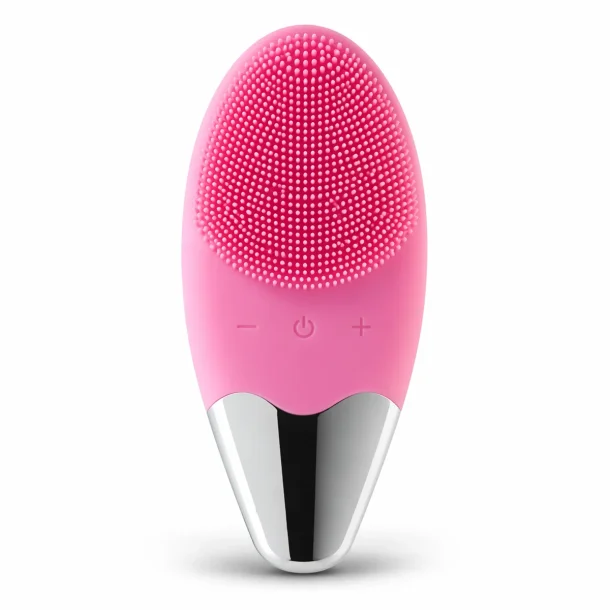 Ansigtsb�rste i silikone med sonisk rens p� hvid baggrund med naturlig skygge