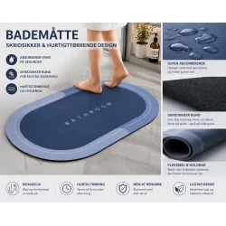 Badem�tte skridsikker hurtigtt�rrende design infografik med funktioner