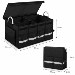 Bagagerums organizer med m�l og dimensioner vist