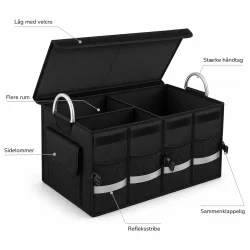 Bagagerums organizer med funktionelle rum og lommer