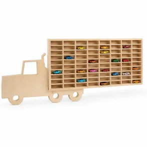 Bil hylde b�rn i tr� med mange rum p� hvid baggrund produktfoto