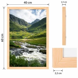 Billedramme 40x60 cm med m�l for rammetykkelse p� 1,5 cm og rammeliste p� 2,2 cm
