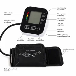 Blodtryksm�ler overarm med LCD og pulsm�ling funktioner