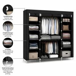 Garderobe med 14 hylder, 2 b�jlest�nger og lynl�slukning til t�jopbevaring