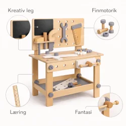 Funktionsgrafik for b�rne arbejdsb�nk i tr� med fokus p� kreativ leg og finmotorik