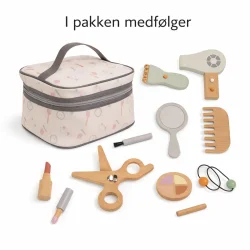 B�rne makeup og fris�r s�t i tr� med taske med alle dele i pakken
