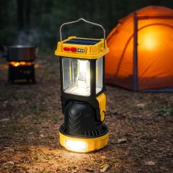 Camping lampe med solcelle og 5 lysfunktioner i camping milj� ved telt