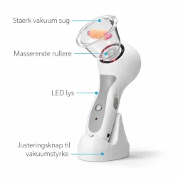 cellulite massager med vakuum og LED lys funktioner infografik