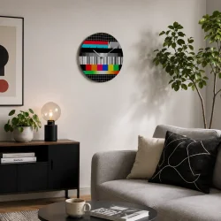Retro v�gur med tv pr�vebillede � grafisk v�gur i glas