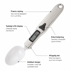 Digital m�leske med LCD der viser funktioner og pr�cis vejning