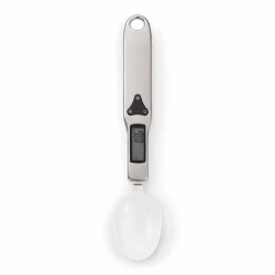 Digital m�leske med LCD display og pr�cis vejning p� hvid baggrund