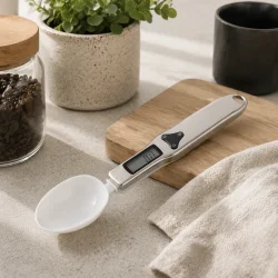 Digital m�leske med LCD placeret i moderne k�kkenmilj�