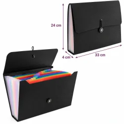 A4 dokumentmappe med angivne m�l p� 33 cm bredde, 24 cm h�jde og 4 cm dybde.