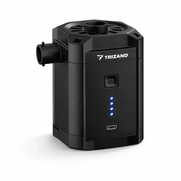 elektrisk luftpumpe batteridrevet til luftmadras p� hvid baggrund