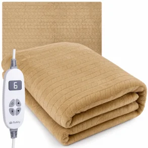 Elektrisk varmet�ppe 180 x 130 cm i beige med fjernbetjening.