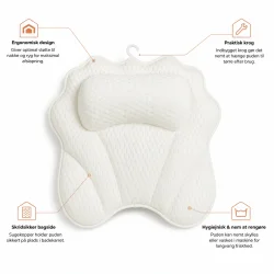 Ergonomisk badekarspude med nakkest�tte, oph�ngskrog og skridsikker bagside