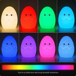 Farveskiftende natlampe b�rn med RGB lys i bl�, gr�n, r�d og lilla farver