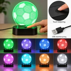 Fodbold lampe med touch-betjening, USB-str�mforsyning og LED-lys i 8 forskellige farver