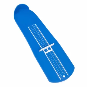 Bl� fodm�ler til pr�cis m�ling af fodl�ngde og skost�rrelse p� hvid baggrund.