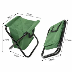 Foldbar fiskestol med opbevaringstaske med m�l og dimensioner