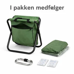 Foldbar fiskestol med opbevaringstaske indhold i pakken