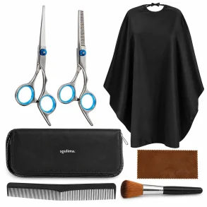 Fris�rs�t med klippesaks, udtyndingssaks, kam, b�rste, fris�rkappe og sort etui.