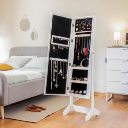 Stort gulvspejl med smykkeskrin