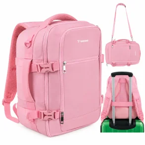Lyser�d h�ndbagage rygs�k med skulderrem og rem til fastg�relse p� kuffertens h�ndtag.