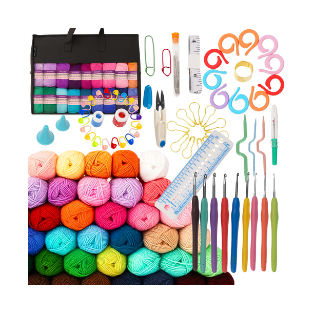 H�klekit med garn og n�le