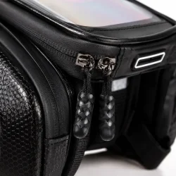 Detaljebillede af vandt�t mobilholder til cykel med hardcase og lynl�se