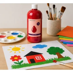 Hobbymaling 12x1L s�t placeret i kreativt milj� med farver