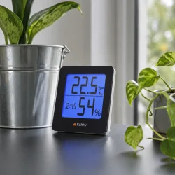 Digitalt hygrometer og termometer til m�ling af luftfugtighed og temperatur indend�rs