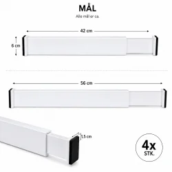 Justerbar skuffeinddeler 42-56 cm med m�l p� 6 cm i h�jden og 1,5 cm i tykkelsen