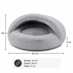 Dimensionsgrafik af kattehule fluffy fra Purlov med m�l 44 x 38 x 6 cm til katte og sm� hunde