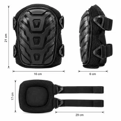 Kn�beskyttere med m�l p� 21 cm i h�jden, 16 cm i bredden og justerbare stropper p� 29 cm