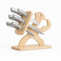 Knivst med knivblok i tr