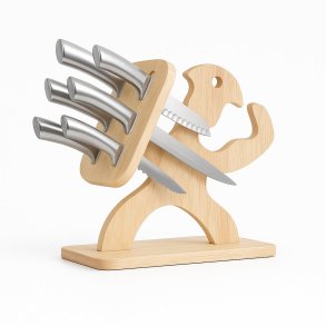 Knivst med knivblok i tr