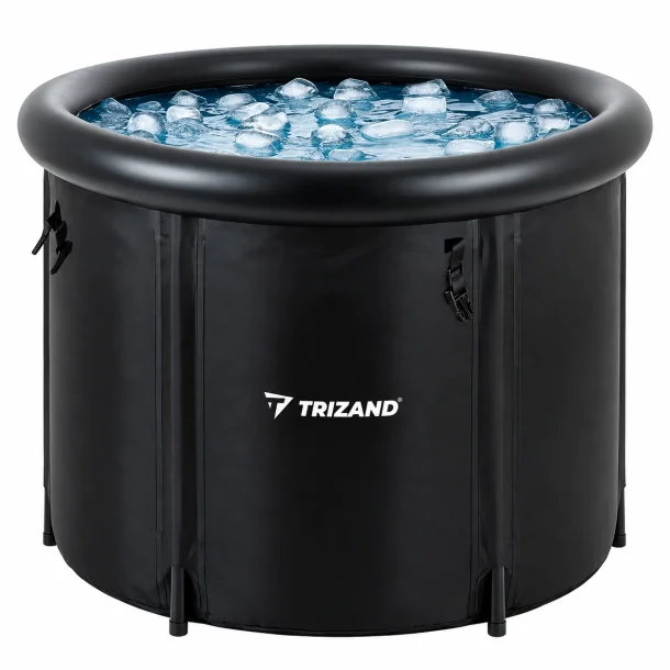 Koldtvandskar til isbad p� 320 liter med sort rund konstruktion og �ben top.