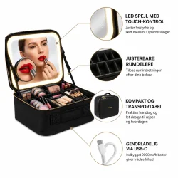 Makeup Spejl med Lys Soulima Kosmetikkuffert LED USB-C 2000 mAh