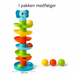 kuglebane t�rn med spiralbaner og kugler indhold i pakken
